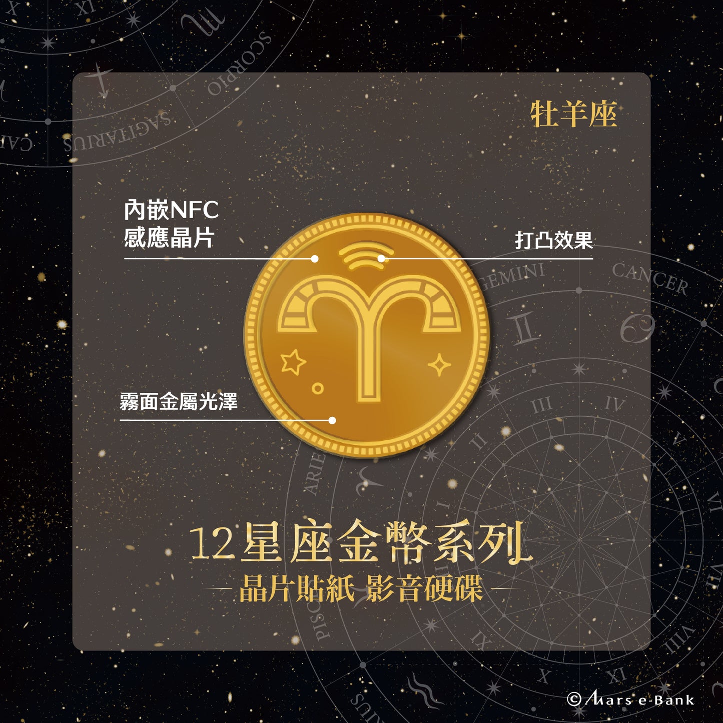 Zodiac Gold Coin Chip Time Capsule - Aries 